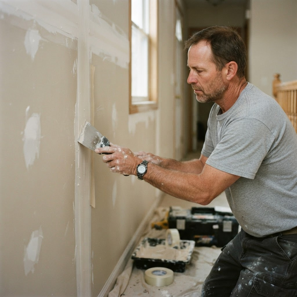 A professional making a small home repair